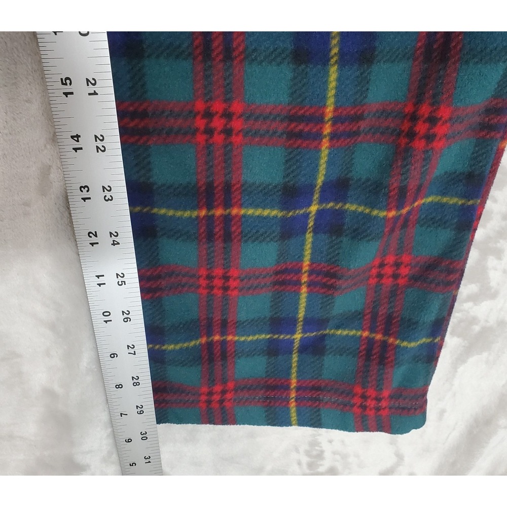 Lauren Ralph Lauren Womans M Green Plaid Fleece Pajama Set Crest Logo Christmas - Picture 11 of 11